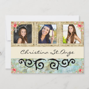 Shabby Chic Photo Graduation Open House Invite