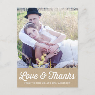 SHABBY CHIC   PHOTO WEDDING THANK YOU POSTCARD