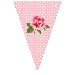 Shabby Chic Pink Aqua Floral Bunting Flag