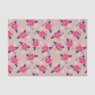 Shabby Chic Pink Beige Floral Pattern Tissue Paper