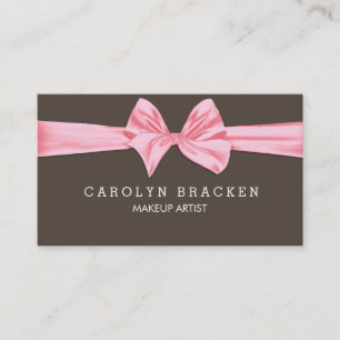 Shabby Chic Pink Bow Beige Business Card