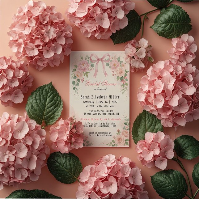 Shabby Chic Pink Bow Bridal Shower Invitation  (Creator Uploaded)