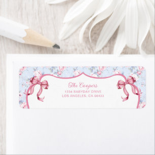 Shabby Chic Pink Bows Return Address