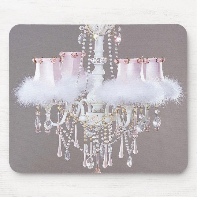 Shabby Chic Pink Chandelier Mouse Pad (Front)