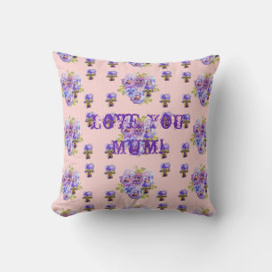 Shabby Chic Pink Floral Love You Mum Cushion