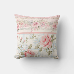 Shabby chic pink floral pattern cushion