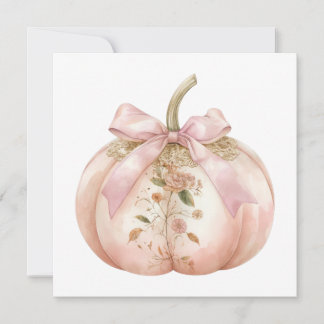 Shabby Chic Pink Floral Pumpkin Coquette Autumn Invitation