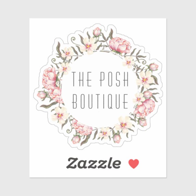 Shabby Chic Pink Floral Roses Wreath Name Logo (Sheet)