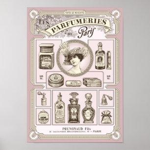 Shabby chic pink French/Paris perfumery poster