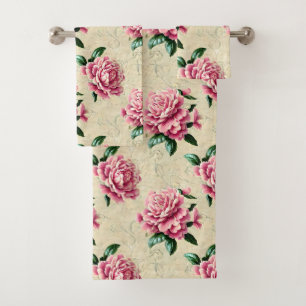 Shabby Chic Pink Gardenias Bath Towel Set