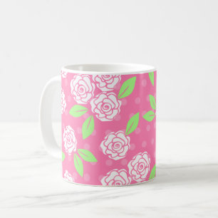 Shabby Chic Pink Green Floral Feminine Coffee Mug