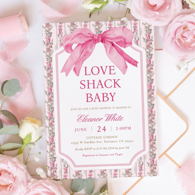 Shabby Chic Pink Love Shack baby Shower Invitation (Creator Uploaded)