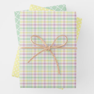 Shabby Chic Pink Mint Green Stripes Pattern Wrapping Paper Sheet