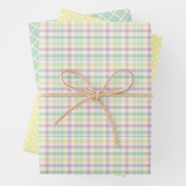 Shabby Chic Pink Mint Green Stripes Pattern Wrapping Paper Sheet (In situ)