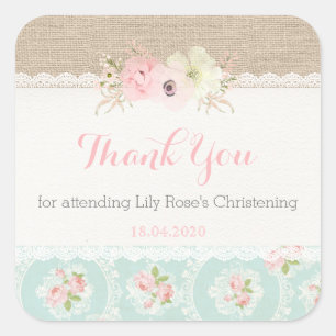 Shabby Chic Pink & Mint Square Sticker