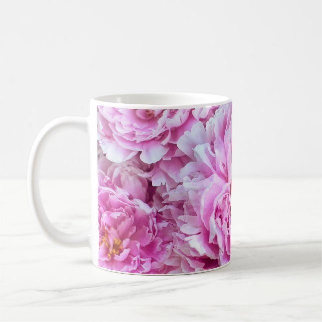 Shabby Chic Pink Pastel Pink Peonies Coffee Mug (Left)