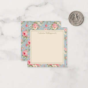 Shabby Chic Pink Peony Floral Personalized Card