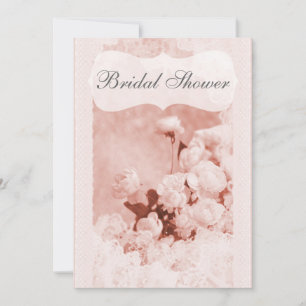 Shabby Chic Pink Peony Flowers Bridal Shower Invitation