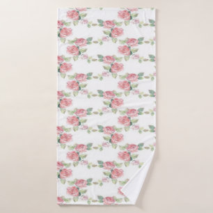 Shabby Chic Pink Rose Floral Bath Towel