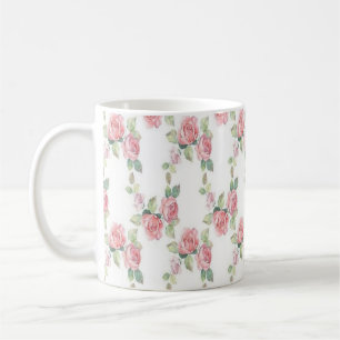 Shabby Chic Pink Rose Floral Coffee Mug