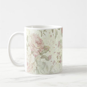 Shabby Chic Pink Rose Floral Coffee Mug