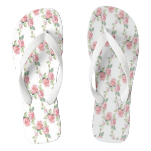 Shabby Chic Pink Rose Floral Flip Flops