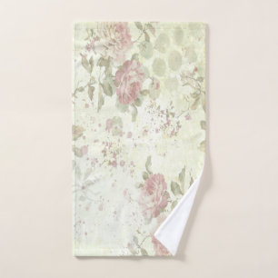 Shabby Chic Pink Rose Floral Hand Towel
