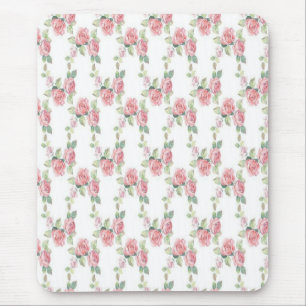Shabby Chic Pink Rose Floral Mouse Mat