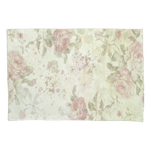 Shabby Chic Pink Rose Floral Pillowcase
