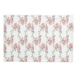 Shabby Chic Pink Rose Floral Pillowcase