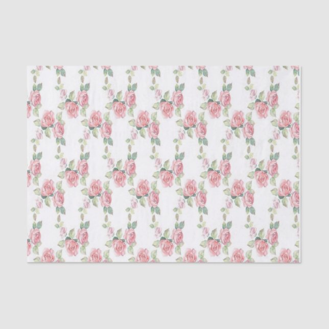 Shabby Chic Pink Rose Floral Tissue Paper (Front)