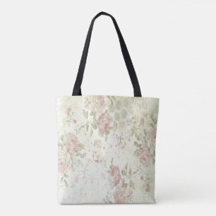 Shabby Chic Pink Rose Floral Tote Bag