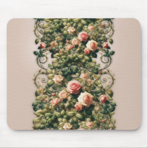 Shabby Chic Pink Rose Vines Floral Elegant Mouse Mat