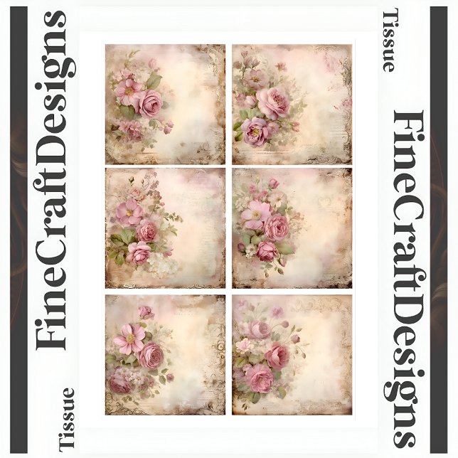 Shabby Chic Pink Roses Mixed Set (A1L) Decoupage  Tissue Paper (Creator Uploaded)