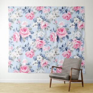 Shabby chic pink roses pattern tapestry