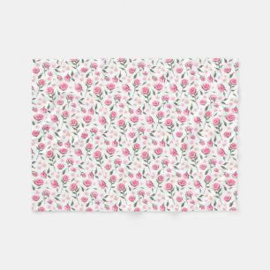 Shabby Chic Pink Roses Pretty Fleece Blanket