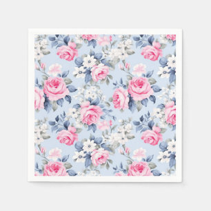 Shabby Chic Pink Roses Seamless Pattern Napkin