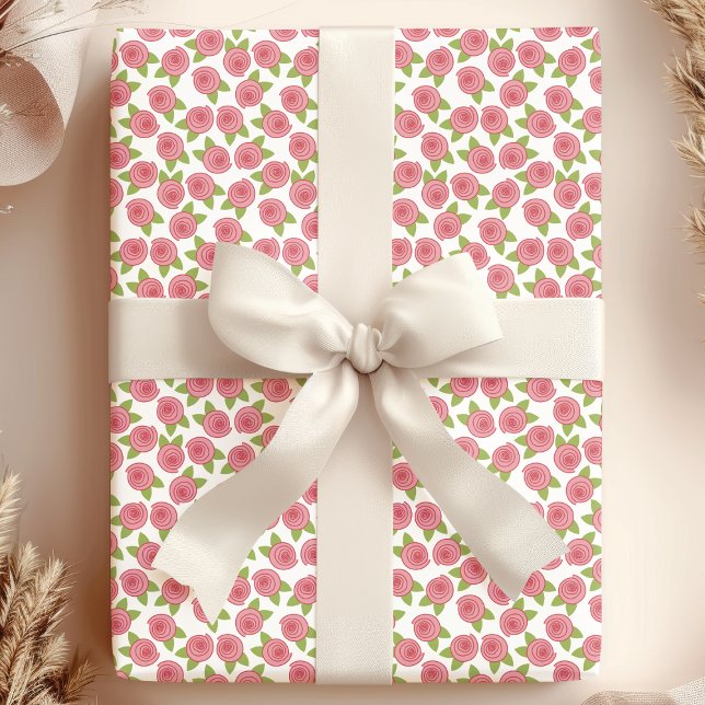 Shabby Chic Pink Roses Wrapping Paper (Creator Uploaded)