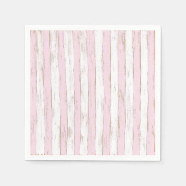 Shabby Chic Pink Stripe Napkins (Front)