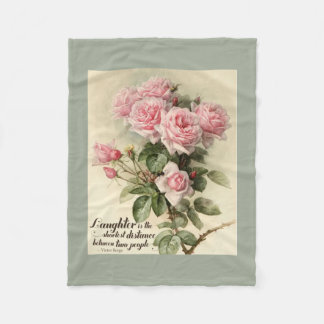 Shabby Chic Pink Victorian Roses Fleece Blanket