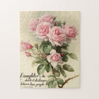 Shabby Chic Pink Victorian Roses Jigsaw Puzzle