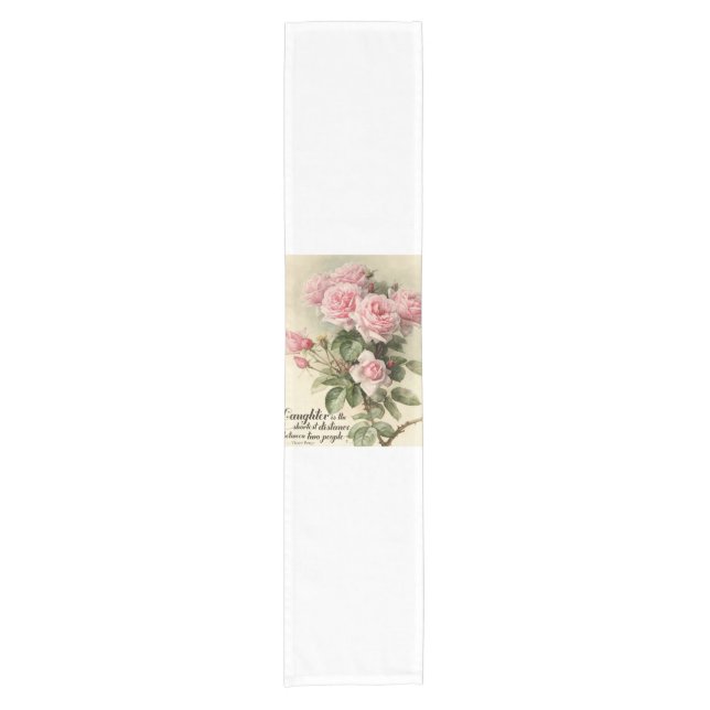 Shabby Chic Pink Victorian Roses Short Table Runner (Front)