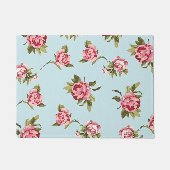 Shabby Chic - pink, yellow or blue background Doormat (Front)