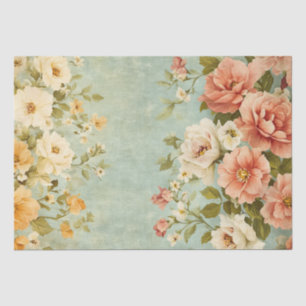 Shabby Chic Pink Yellow Vintage Florals Decoupage Tissue Paper