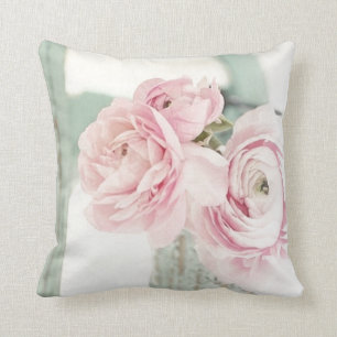 Shabby Chic Pitcher of Pink Flowers Cushion