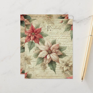 Shabby Chic Poinsettia on Script Scrapbook Paper