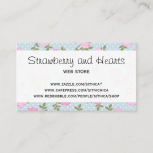 Shabby Chic, Polka Dots, Roses - Blue Pink Green Business Card