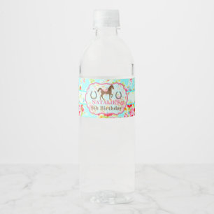 Shabby Chic Pony Birthday Party Water Bottle Label