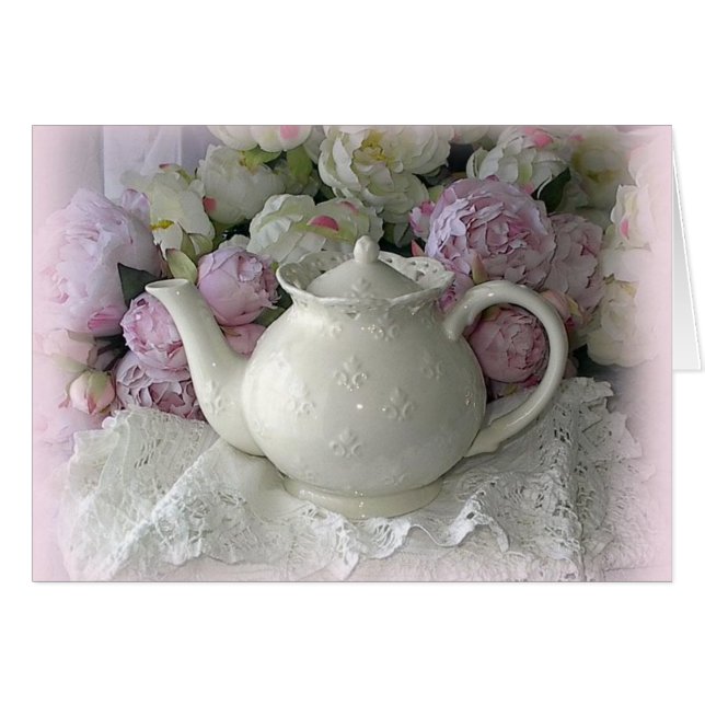 Shabby Chic Porcelain Teapot (Front Horizontal)