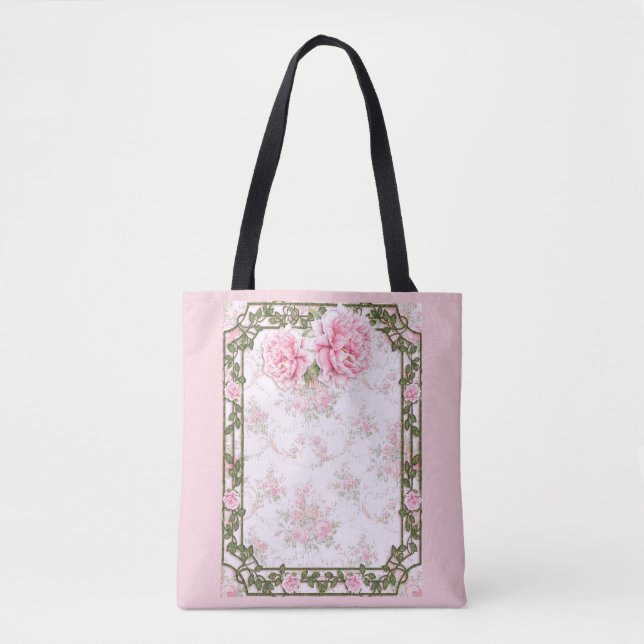 Shabby Chic Pretty Peonies Tote Bag (Front)